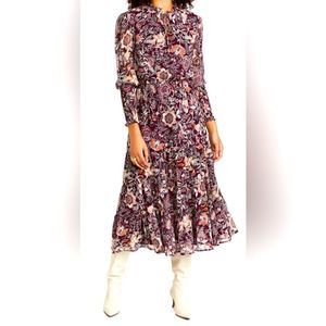 BB Dakota Steve Madden All Mixed Up Puff Sleeve Midi Dress